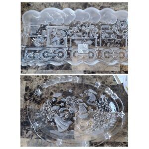 Holiday Tradition "North Pole Express" Crystal Train Server & Angel Plate